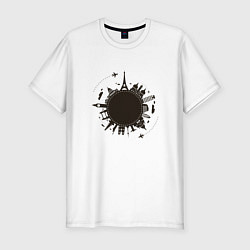Футболка slim-fit Путешествие вокруг света, цвет: белый
