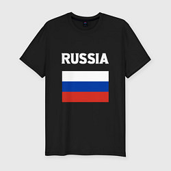 Футболка slim-fit Russian Flag, цвет: черный