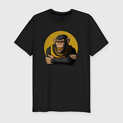 Мужская slim-футболка Обезьяна с золотой цепью