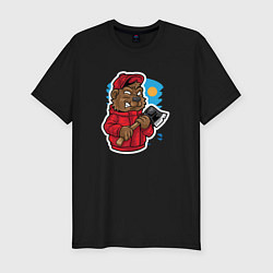 Мужская slim-футболка Медведь дровосек