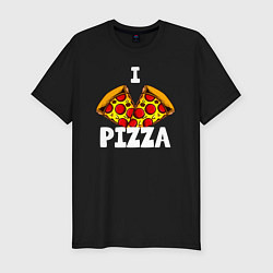 Мужская slim-футболка Я люблю пиццу 2 слайса