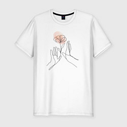 Мужская slim-футболка Цветок в руках