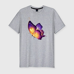 Мужская slim-футболка Красивая бабочка A very beautiful butterfly