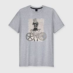 Мужская slim-футболка Bike punk кошечка