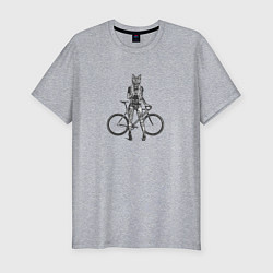 Футболка slim-fit Bike punk cat, цвет: меланж