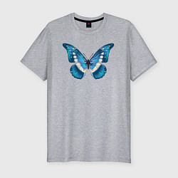 Футболка slim-fit Blue butterfly синяя бабочка, цвет: меланж