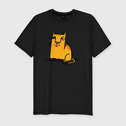 Футболка slim-fit Желтый котик, цвет: черный