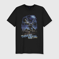 Мужская slim-футболка Thrash metal Skeleton