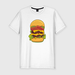 Футболка slim-fit Самый вкусный гамбургер, цвет: белый