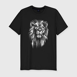 Мужская slim-футболка Черно-белая голова льва