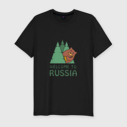 Мужская slim-футболка Welcome - Russia