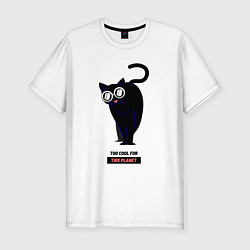 Мужская slim-футболка Black Cat - too cool for this planet