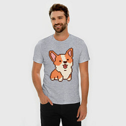 Футболка slim-fit Корги из пикселей, цвет: меланж — фото 2