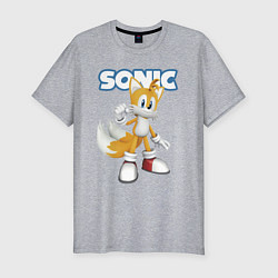 Футболка slim-fit Майлз Тейлз Прауэр Sonic Видеоигра, цвет: меланж