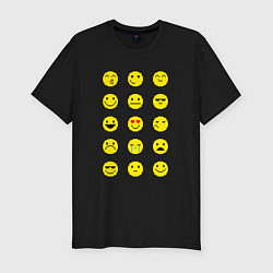 Мужская slim-футболка Pixel art emoticons 1