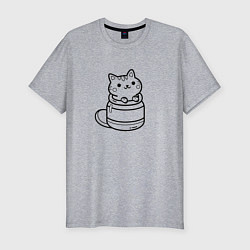 Мужская slim-футболка Котик в банке