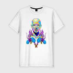 Мужская slim-футболка Богиня и коты Vaporwave Neon