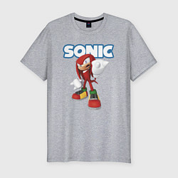 Мужская slim-футболка Knuckles Echidna Sonic Video game Ехидна Наклз Вид