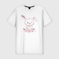 Мужская slim-футболка Милый Крольчонок С Цветами