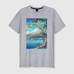 Футболка slim-fit Mount Fuji from Lake Yamanaka Гора Фудзи, цвет: меланж