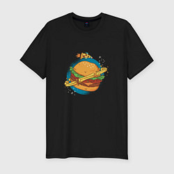 Мужская slim-футболка Бургер Планета Planet Burger