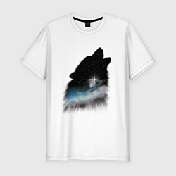 Мужская slim-футболка Волк и космос