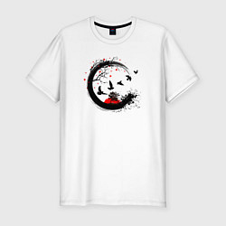 Мужская slim-футболка Закат в японском стиле