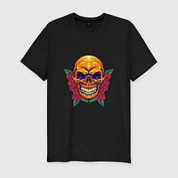 Мужская slim-футболка Roses - Skull