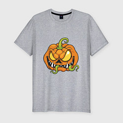 Мужская slim-футболка Тыквенный Хэллоуин
