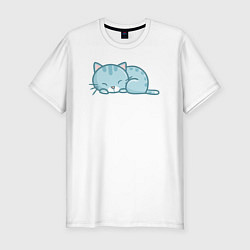 Мужская slim-футболка Сонный котик