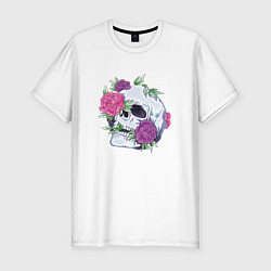 Мужская slim-футболка Череп с цветами Flower Skull