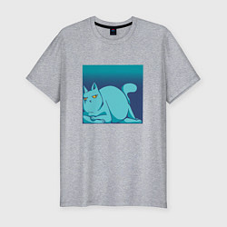 Мужская slim-футболка Ленивый котик в квадрате Lazy Cat Square