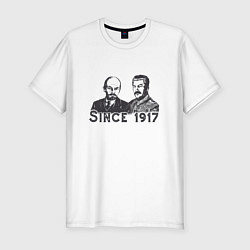 Мужская slim-футболка Ленин и Сталин Революция 1917