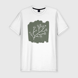 Мужская slim-футболка Ветка с листьями