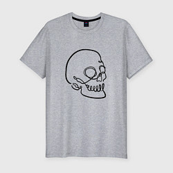 Футболка slim-fit Череп Лайн Арт Skull Line Art, цвет: меланж