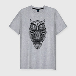Мужская slim-футболка Сова в стиле Мандала Mandala Owl
