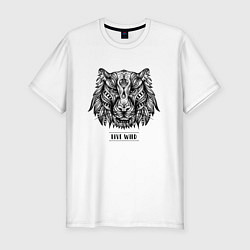 Мужская slim-футболка Тигр в стиле Мандала Mandala Tiger Live Wild