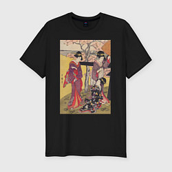 Мужская slim-футболка Gotenyama no Hanami Hidari Цветение сакуры