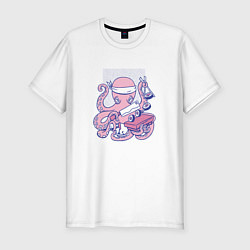 Мужская slim-футболка Осьминог Суши Повар Octopus Sushi Chef