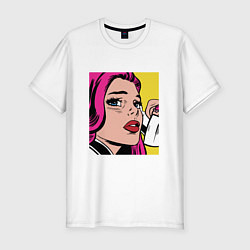 Мужская slim-футболка Девушка в стиле ПОП Арт Girl Pop Art