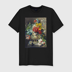 Мужская slim-футболка Bouquet of Flowers in a Vase Букет цветов