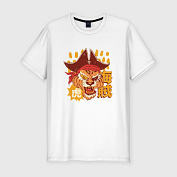 Футболка slim-fit ANIME TIGER PIRATE АНИМЕ ТИГР ПИРАТ, цвет: белый