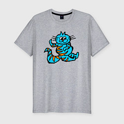 Мужская slim-футболка Синий котенок