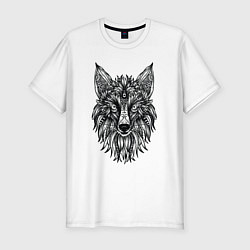 Футболка slim-fit TRIBAL MANDALA FOX ПЛЕМЕННАЯ ЛИСА МАНДАЛА, цвет: белый