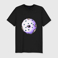 Мужская slim-футболка Сиреневый пончик