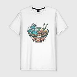 Мужская slim-футболка Great Wave Ramen Большая Волна Рамен