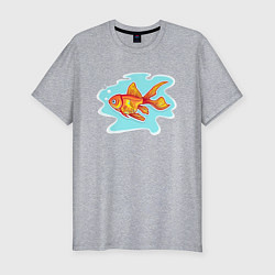Мужская slim-футболка Золотая рыбка Подводный мир