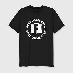 Мужская slim-футболка Символ Fortnite и круглая надпись Best Game Ever