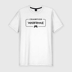 Футболка slim-fit Warframe Gaming Champion: рамка с лого и джойстико, цвет: белый