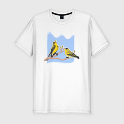 Мужская slim-футболка Птицы Чижик Птицы